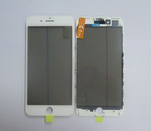 Prensado en frío Vidrio frontal con marco + pre-ensamblaje polarizador OCA + para iPhone 7 más negro blanco para partes de pantalla agrietadas