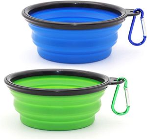 Collapsible Dog Bowl Water Bowls for Cats Dogs, Portable Pet Feeding Watering Dish for Walking Parking Traveling Camping Hiking with Carabiners 350ml Wholesale J05
