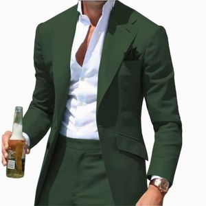 Collar Men Suit Slim Fit Notched Green Mens Suit Blazers Vestes Pantalon 2 Pieces Formal Business Mariage Business Mariage UTIR 231227