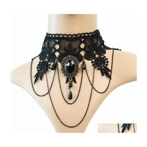 Collar collar joyería gótica collares de encaje vintage accesorios de mujer gargantilla de araña entrega de gotas colgantes otjlj