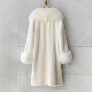 Manteau en fourrure de vison et velours de renard entier pour femmes, grand et Long, nouveau modèle 2023, 7822