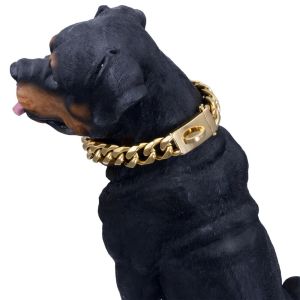 Colliers Acier inoxydable taureau chiens tour de cou collier de chien collier or solide chien harnais accessoires pour animaux de compagnie chaîne cubaine pour chiens collier perro