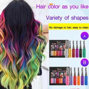 Color 6 pièces teinture pour cheveux jetable craie pour cheveux bonne qualité couleur vive crème de teinture pour cheveux cire outil de coloration douce pour le maquillage couleur des cheveux