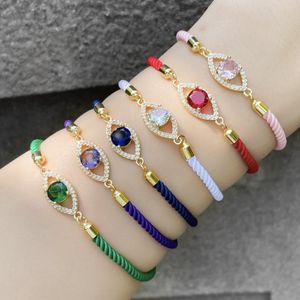 Bracelet de bracelets de couleur pour les femmes bricolage tissé à la main des femmes chaîne à la main créateur de mode Zircon Demon Eye bracelets en gros