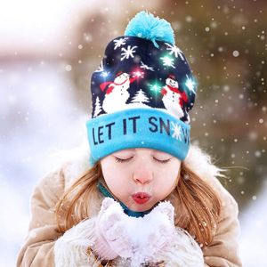 Color Sombrero de Navidad LED Niños Adultos Luminoso Sombrero de Navidad de Punto Ciervo Muñeco de Nieve Dibujos Animados Año Nuevo Decoración de Navidad Sombreros Cálidos