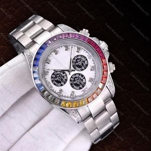 Reloj de diseñador de color Reloj para hombre Núcleo mecánico automático 904L acero inoxidable cerámica negocio luminoso incrustaciones de diamantes regalo party222h