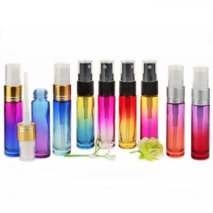 Botellas de vidrio con pulverizador de bomba de niebla fina de 10 ml con gradiente de color diseñadas para aceites esenciales Perfumes Productos de limpieza Botellas de aromaterapia Qdvve