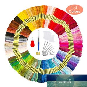 Color aleatorio bordado DIY kit de costura hogar 150 hilos de color agujas de bordar dedal conjunto precio de fábrica diseño experto calidad último estilo estado original
