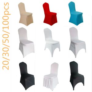 Couleur blanc noir203050100pcs Universal Stretch Polyester Wedding Party Spandex Arch Chair Cover for Banquet El Decoration 231222