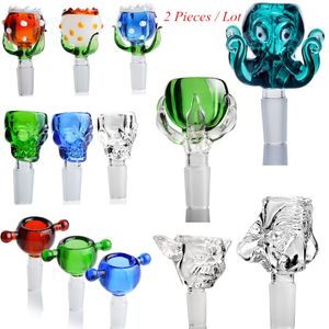 2 pièces emballées en verre de fleurs masculines de 14 mm 18 mm 14,4 bols à ongles accessoires pour les bongs en verre et les conduites d'eau couleur aléatoire