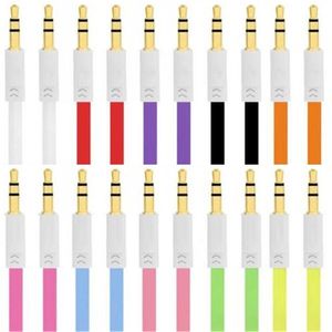 Colorido 1m Flat 3.5mm Aux Cables Jack Cable de audio macho para teléfono Samsung Android mp3 mp4 pc