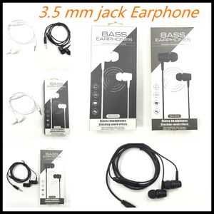 Écouteurs intra-auriculaires colorés JACK 3.5mm, avec micro, casque stéréo en plastique pour écouteurs de téléphone intelligent mobile et emballage