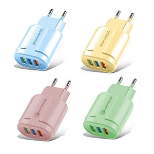 Coloré 3 USB Cube chargeur mural adaptateur secteur 2.4A pour iphone 14 pro max/samsung S23 Ultra/S23