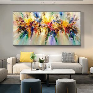 Pintura en lienzo de arte abstracto colorido, póster de flores, pintura al óleo impresa, imágenes artísticas de pared para decoración del hogar y sala de estar