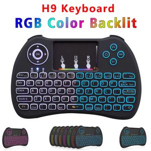 H9 2.4GHz Aire inalámbrico Matón colorido controlado remoto retroiluminado con mini teclado Touchpad para caja de televisión computadora portátil SEP Caja superior