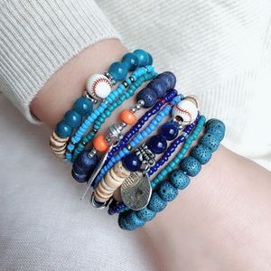 Bracelets de perles bohème colorées pour femmes, multicouches élastiques, perles de riz, bijoux à la mode pour hommes, 6 couleurs, vente en gros
