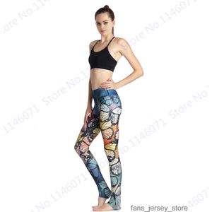 Pantalon de yoga papillons colorés, rétro, sport, course à pied, leggings, pantalon de fitness, style vintage pour dames, collants slim sans couture