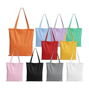 Sac en toile coloré sac fourre-tout en coton sacs en tissu d'épicerie réutilisables adaptés à l'activité de cadeau de promotion de publicité de bricolage 10 couleurs