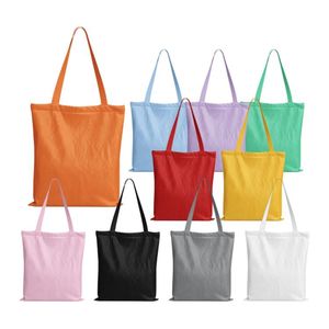 Sac en toile coloré sac fourre-tout en coton sacs en tissu d'épicerie réutilisables adaptés à l'activité de cadeau de promotion de publicité de bricolage 10 couleurs SN4318