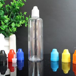 Bouchons à l'épreuve des enfants colorés 100 ml E liquide bouteille vide PET flacons compte-gouttes en plastique avec de longues pointes d'aiguille fines pour 100 ml Ejuice