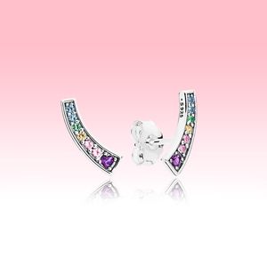 Boucles d'oreilles colorées en diamant CZ authentiques bijoux d'été en argent 925 pour femmes avec boîte d'origine pour boucles d'oreilles arc-en-ciel Pandora