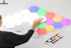 Bunte DIY Quantum Light Touch Sensor Farbwechsel Nachtlampe 6 Stück 10 Stück Modulare sechseckige LED Wand Schlafzimmer2293630