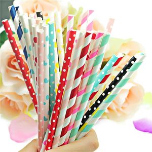 Pajitas de papel para beber coloridas, pajitas de jugo desechables, degradables, multicolores, ecológicas, para fiesta de bodas de verano