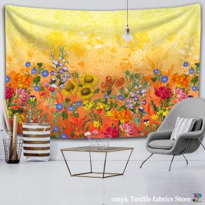 Plantes florales colorées tapisserie vintage herbes tapisserie fleurs sauvages mur mur suspendu paysage de nature pour vivre