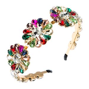 Coloré Gem Baroque Bandeaux Pour Femmes Filles De Luxe Strass Couronne Fleur Bandeaux Tête Wrap Cheveux Accessoires En Gros