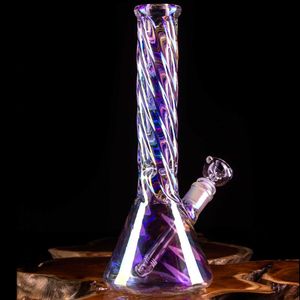 Vidrio colorido Bong Hookahs Reciclador Dab Rigs Downstem Perc Smoke Glass Oil Burner Pipe Bongs de agua Heady Glass Rigs 32cm de altura