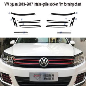 Autocollants et décalcomanies colorés en Fiber de carbone pour calandre, accessoire de style de voiture pour Volkswagen VW tiguan 2013 – 2017