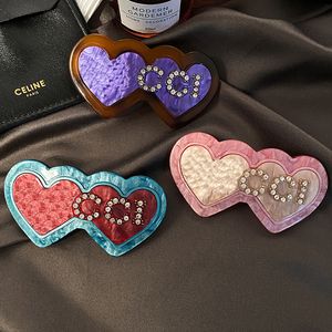 Colorful heart Letter Hair Clips Classic Designer Vintage Luxury Barrettes Girl Love Diamond Hairpin With Correct Logo High Quality Family Lover Gift Side Hair Clip