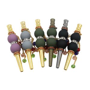 Coloré Narguilé Shisha Fumer Bong Vers Le Bas Tige Filtre Embouchure Conseils Diamant Pendentif Collier Décoration Porte-Cigarette DHL Gratuit