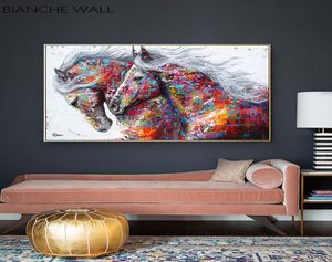 Chevaux colorés image décorative toile affiche nordique Animal mur Art impression peinture abstraite moderne salon décoration 8368289
