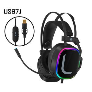 Casque de jeu LED coloré USB 7.1 fille rose casques stéréo antibruit pour PC ordinateur portable jeux de téléphone 3.5mm micro écouteur