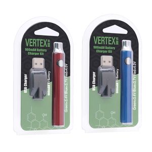 Kit de chargeur de batteries coloré LO Vertex, cartouche de stylos 900mAh, huile épaisse, tension réglable, préchauffage de la batterie, adapté à l'atomiseur à filetage 510 avec boîte blister