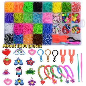 Conjunto de bandas de telar de colores, kit de fabricación de pulseras de color caramelo, banda de goma DIY, pulseras tejidas de arco iris, juguetes artesanales para niñas, regalos 231229