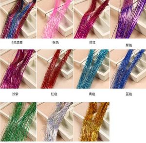 Colorido Brillo Metálico Tinsel Láser Fibra peluca de pelo Accesorios de Extensión de Cabello Postizo Clip Cosplay Peluca evento de fiesta Accesorios festivos regalo