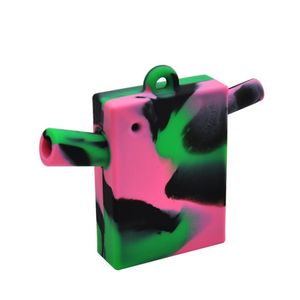 Colorido Mini Square Silicone Bubbler Pipes Filter Portable Dry Herb Tabaco Preroll Rolling Cigarette Cigar Holder Waterpipe Bong Smoking Tube
