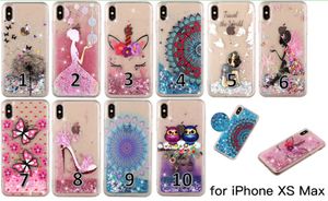 Colorido pintado suave TPU Glitter Liquid Quicksand Phone Case para iPhone X XR XS Max 6 7 8 Plus y Samsung Galaxy S10 S9 S8 Plus S7 S6 Edge