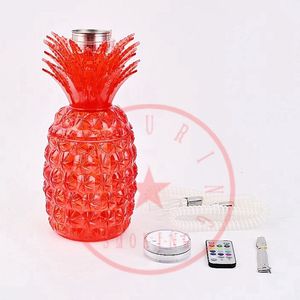 Colorido estilo de piña Plástico Fumar Bong Pipas Kit Portátil LED Luz de control remoto Cachimba Burbuja de viaje Filtro de tabaco Tazón Soporte para pipa de agua