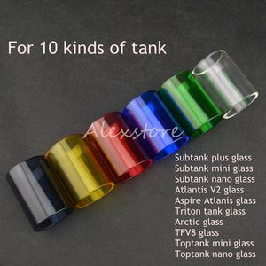 Bouchons de remplacement de tube en verre Pyrex coloré pour atomiseur Kanger Subtank Toptank Mini Nano Plus Aspire Triton Atlantis V2.0 Arctic Smok TFV8