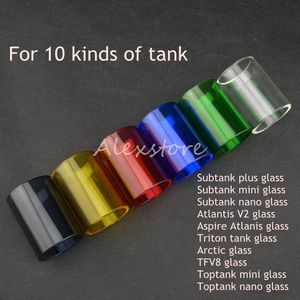 Tapas de repuesto de tubos de vidrio Pyrex de colores para Kanger Subtank Toptank Mini Nano Plus Aspire Triton Atlantis V2.0 Arctic Smok TFV8 Tank