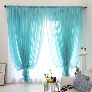 Cortinas transparentes coloridas con estampado de gasa para ventana, sala de estar, dormitorio, moda, balcón, tul, cortina que combina con todo, tela W220421