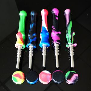 Accessoires colorés de tuyaux de tabagisme de collecteur de nectar de silicone avec des chapeaux de silicone d'ongle de pointe de titane de 14mm