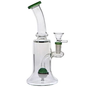 Cachimbas verdes que fuman Bongs de 20 cm de altura con tazones de fuente de 14,4 mm a juego Bongs de vidrio Plataformas petroleras