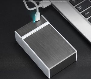 Colorido USB Encendedor Cajas de cigarrillos Carcasa Caja de almacenamiento Aluminio Plástico Diseño exclusivo Interruptor magnético portátil SN2174