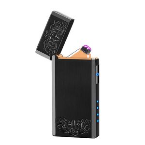 Colorido a prueba de viento USB Carga cíclica Doble ARC Encendedor Diseño innovador portátil Interruptor de luz LED Hierba Cigarrillo Tabaco Fumar Titular DHL