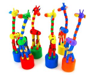 Bloques de madera coloridos, juguete de jirafa mecedora para cochecito de bebé, juguetes educativos de alambre para baile, accesorios para cochecito de bebé