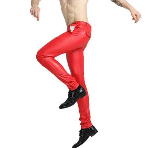 Pantalones de cuero de colores para hombre, pantalones ajustados de imitación de motocicleta de alta calidad a la moda de PU para hombre 28-37 para hombre